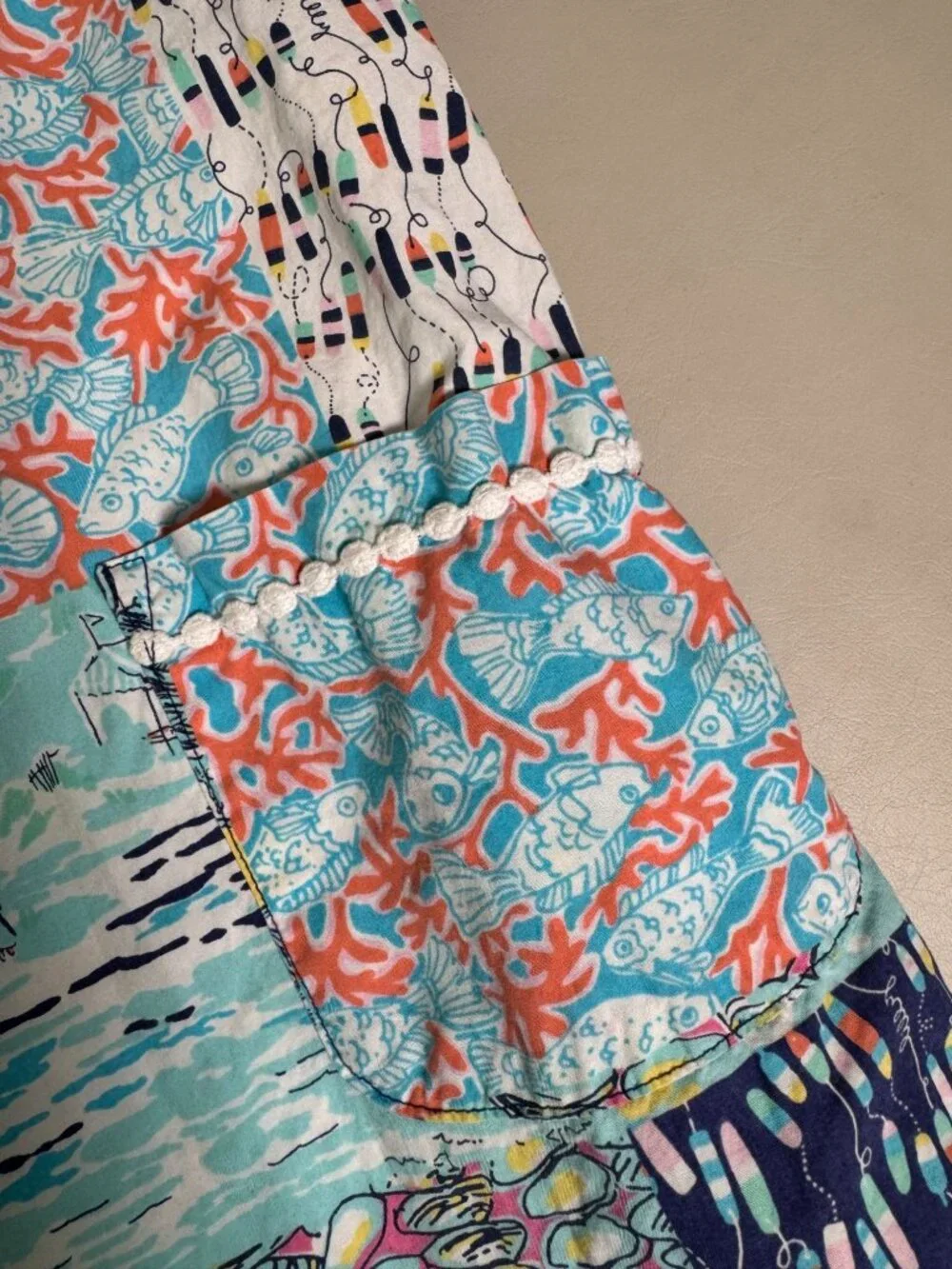 Lilly Pulitzer Girls Patchwork Sleeveless Shift Dress kids Size 7 100% Cotton
